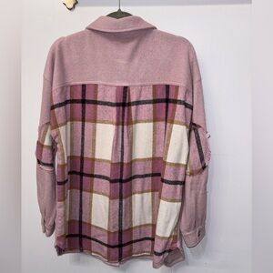 white birch Pink Plaid Shacket Jacket